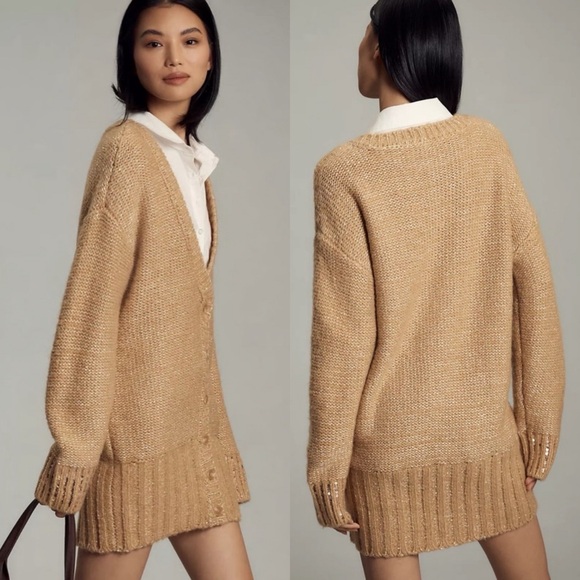 Anthropologie MAEVE Layered Sparkle Cardigan Sweater Dress - Picture 3 of 8